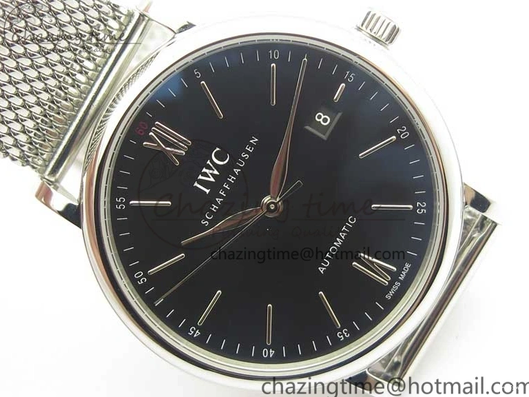 MIROTIME 0405 FastDry Portofino IW356501 SS V3 MK 1:1 Best Edition Black Dial On SS Mesh Bracelet MIYOTA 7195